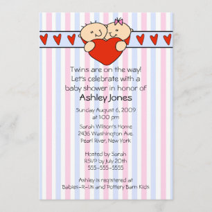 Invitación a Baby Shower de los gemelos Peeking