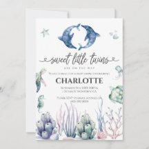 Invitación a Baby Shower de los gemelos Sea Life