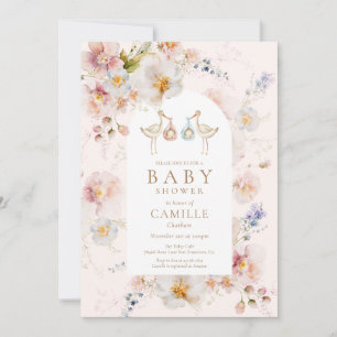 Invitación a Baby Shower de los gemelos Wildflower