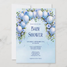 Invitación a Baby Shower de los globos azules