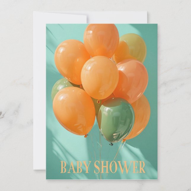 Invitación a Baby Shower de los globos festivos (Anverso)