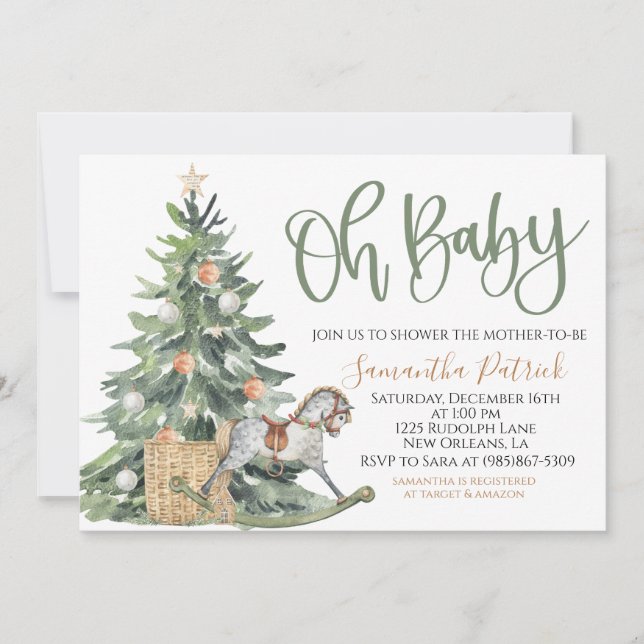 Invitación a Baby Shower de los navidades (Anverso)