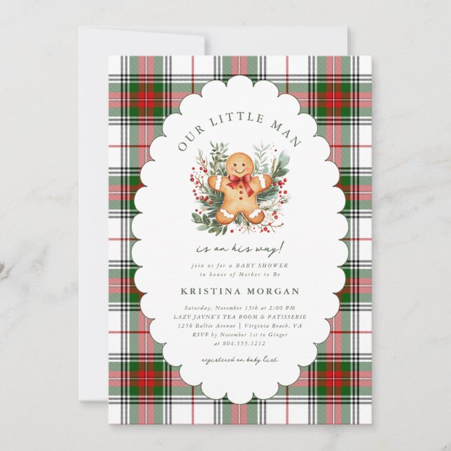 Invitación a Baby Shower de los navidades Gingerbr (Anverso)