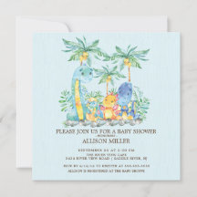 Invitación a Baby Shower de los niños con dinosaur