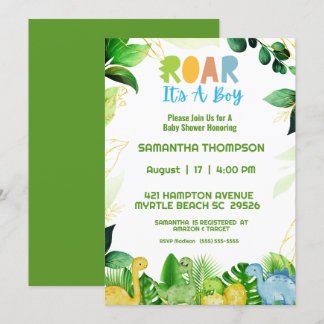 Invitación a Baby Shower de los niños de dinosauri