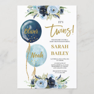 Invitación a Baby Shower de los niños gemelos