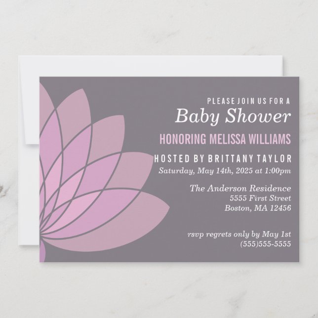 Invitación a Baby Shower de Lotus Flower (Anverso)