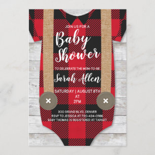 Invitación a Baby Shower de Lumberjack Flannel Boy