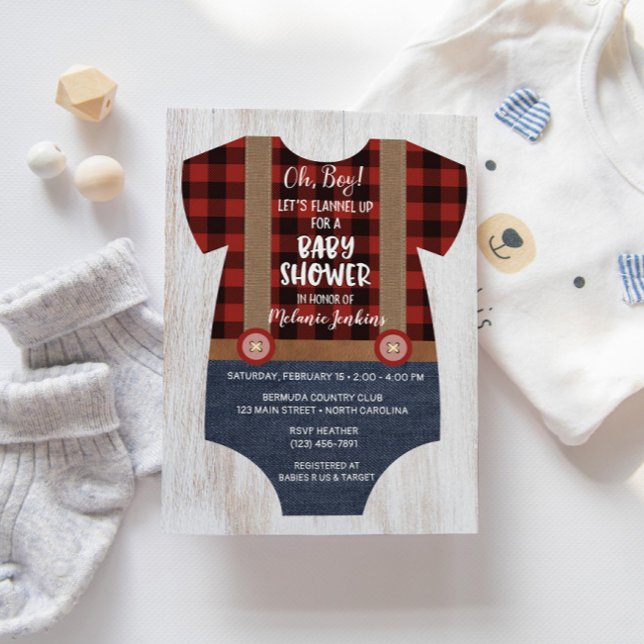 Invitación a Baby Shower de Lumberjack Flannel Boy (Subido por el creador)