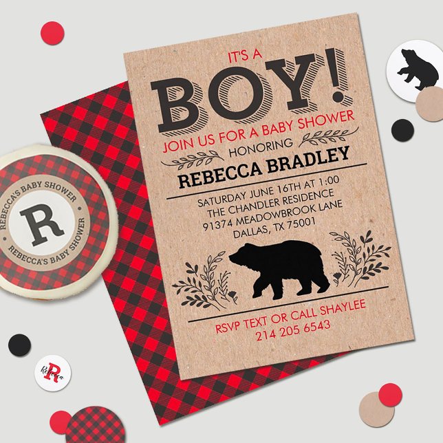 Invitación a Baby Shower de Lumberjack Kraft (Subido por el creador)