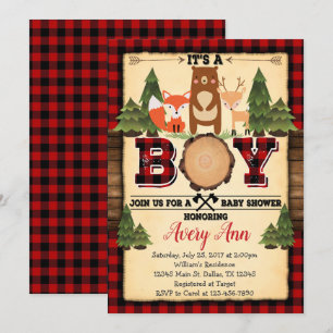 Invitación a Baby Shower de Lumberjack Woodland