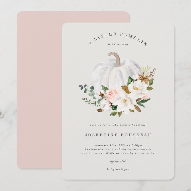 Invitación a Baby Shower de Magnolia Cotton (Anverso / Reverso)