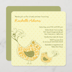 Invitación a Baby Shower de mamá Swirly & Baby Bir