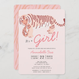 Invitación a Baby Shower de mamá Tiger & Cub Chica