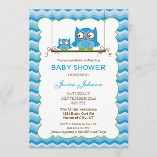 Invitación a Baby Shower de mamá y bebé búhos