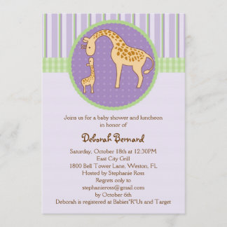 Invitación a Baby Shower de Mamá y Bebé Giraffe