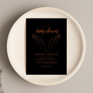 Invitación a Baby Shower de mano celestial negra