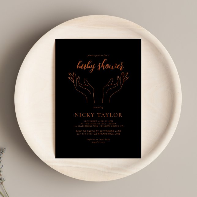 Invitación a Baby Shower de mano celestial negra (Subido por el creador)