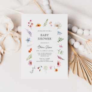 Invitación a Baby Shower de marco de flor silvestr