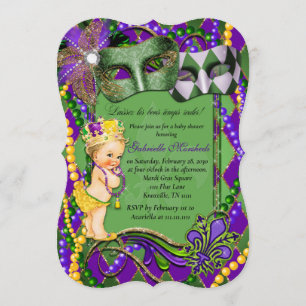 Invitación a Baby Shower de Mardi Gras
