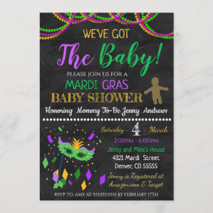 Invitación a Baby Shower de Mardi Gras