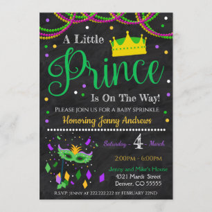 Invitación a Baby Shower de Mardi Gras Boy