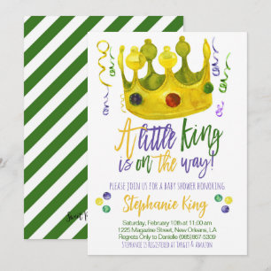Invitación a Baby Shower de Mardi Gras King
