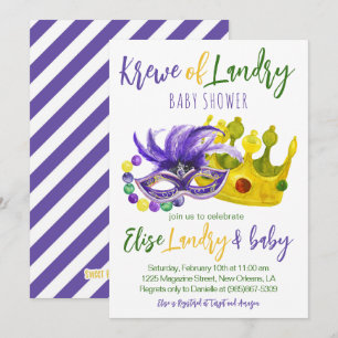 Invitación a Baby Shower de Mardi Gras Krewe