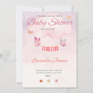 Invitación a Baby Shower de mariposa