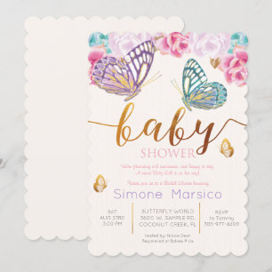 Invitación a Baby Shower de mariposa
