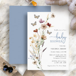 Invitación a Baby Shower de mariposa azul turquesa