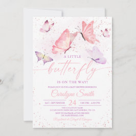 Invitación a Baby Shower de mariposa Chica rosa