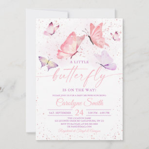 Invitación a Baby Shower de mariposa Chica rosa