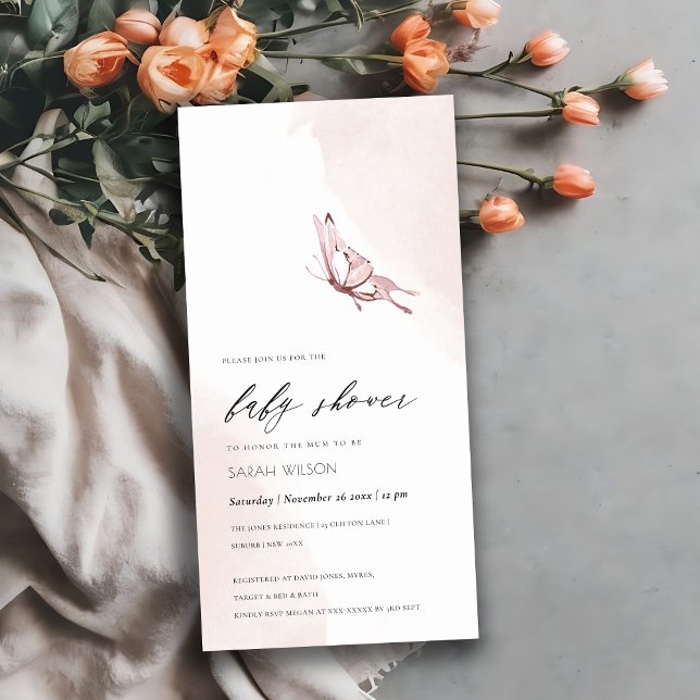 Invitación a Baby Shower de mariposa color de agua (Subido por el creador)