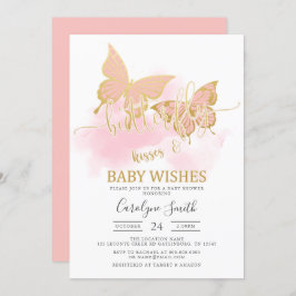 Invitación a Baby Shower de mariposa de melocotón