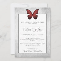 Invitación a Baby Shower de mariposa roja