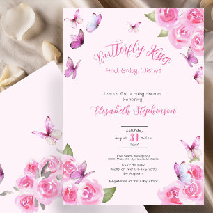 Invitación a baby shower de Mariposa Rosa Bonita