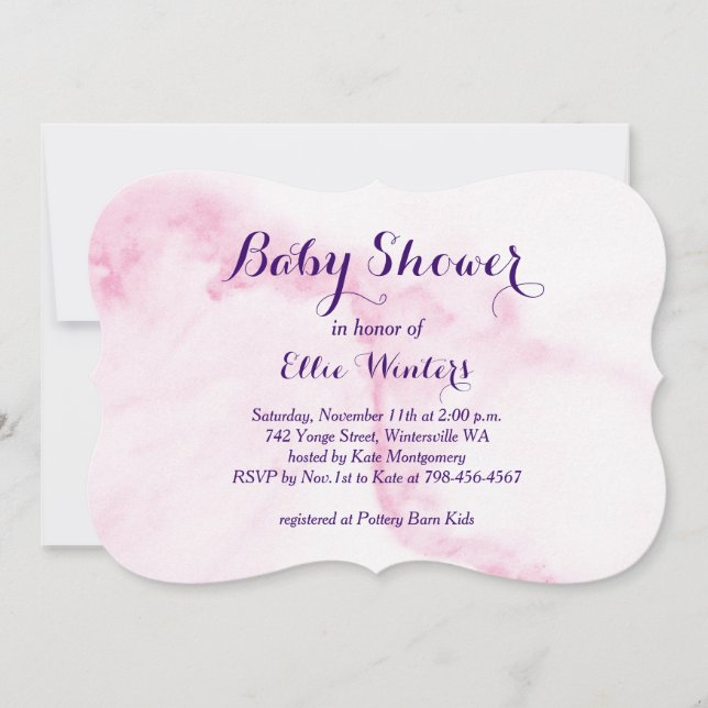 Invitación a Baby Shower de mármol rosa Bonito (Anverso)