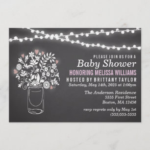 Invitación a Baby Shower de Mason Jar Chalkboard