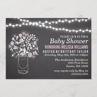Invitación a Baby Shower de Mason Jar Chalkboard