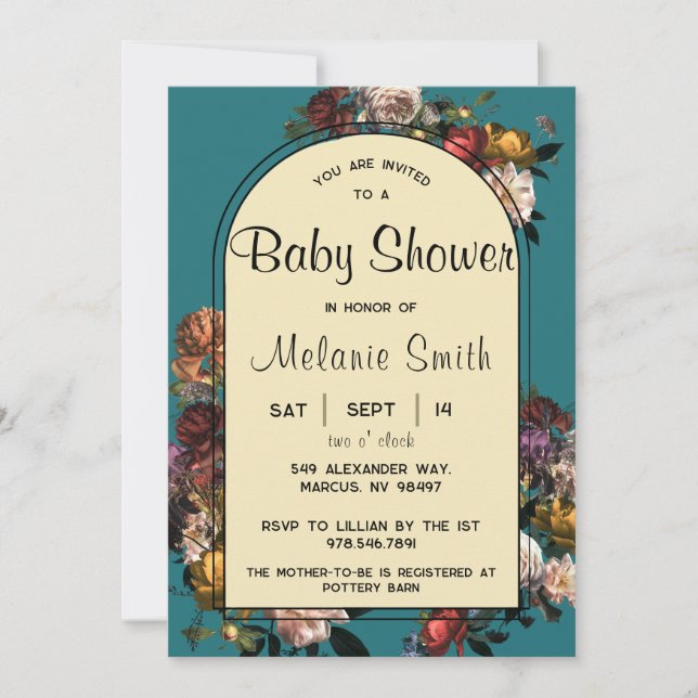 Invitación a Baby Shower de Maximalist Jewel Toned (Anverso)