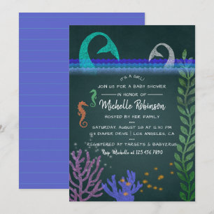 Invitación a Baby Shower de Mermaid Chalkboard con