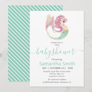 Invitación a Baby Shower de MERMAID VERDE SWEET