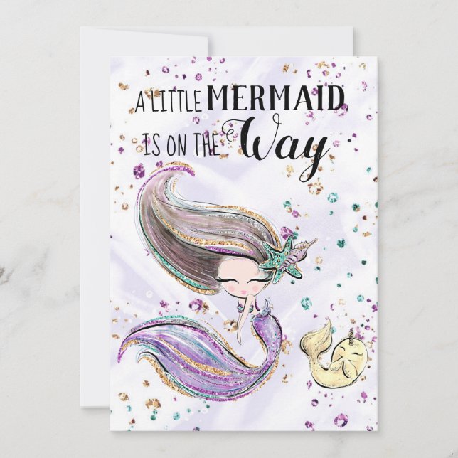 ~ Invitación a Baby Shower de Mermaid Whaleicorn C (Anverso)