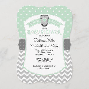 Invitación a Baby Shower de Mint Gray Polka Dot Ch