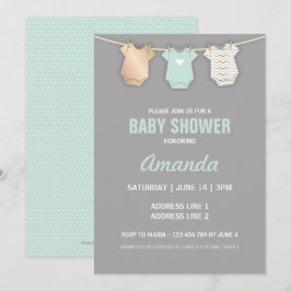 Invitación a Baby Shower de Mint, tema de línea de