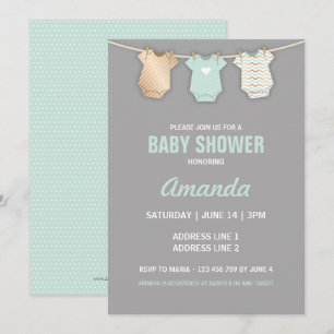 Invitación a Baby Shower de Mint, tema de línea de