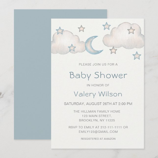 Invitación a Baby Shower de Mint Turquoise Boy (Anverso / Reverso)
