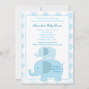 Invitación a Baby Shower de Mod Blue Elephants 5x7