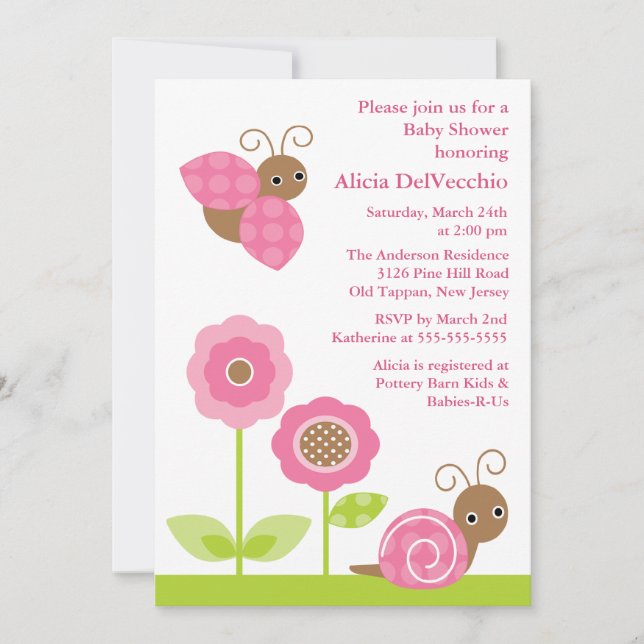 Invitación a Baby Shower de Mod Garden (Anverso)
